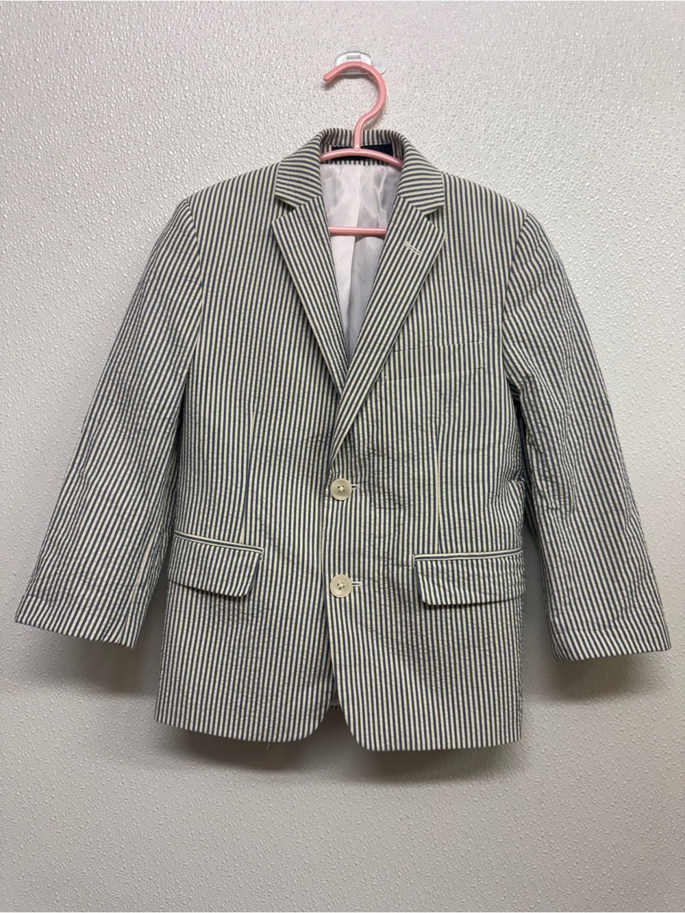 Ralph Lauren Boys Navy & White Striped Seersucker Blazer Sz 6